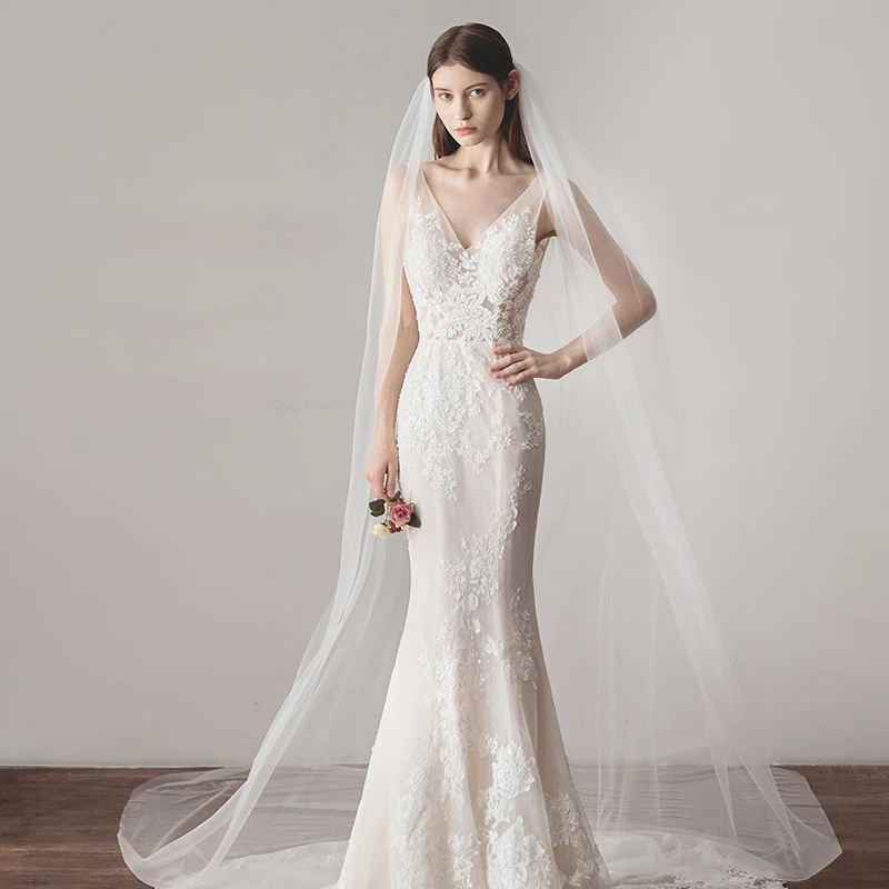 Однослойная Фата Tanpell для свадьбы фата с обрезанными краями собора королевская