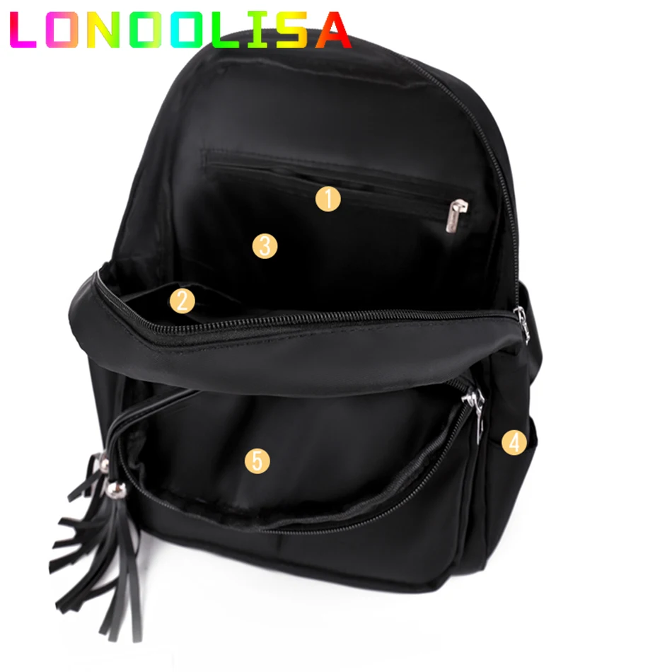 

Women Fashion Backpack Fabric Oxford School Bookbag Tassel Daypack Rucksack Shoulder Handle Bag Teenager Girl Travel Shopper Sac
