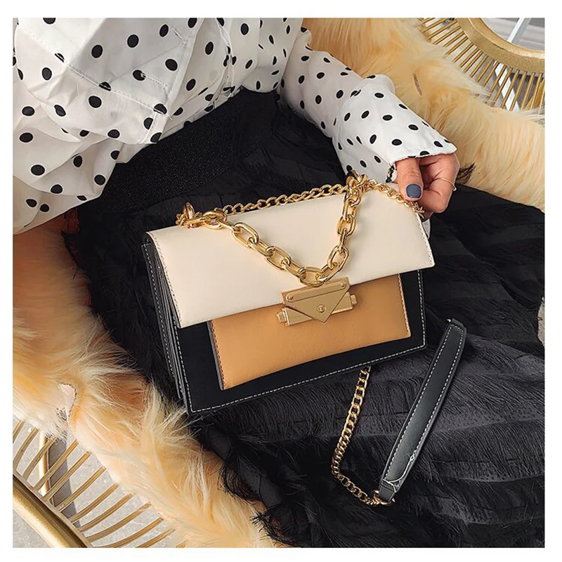 Женская сумка 2019 роскошная кожаная контрастных цветов женская дизайнерская на