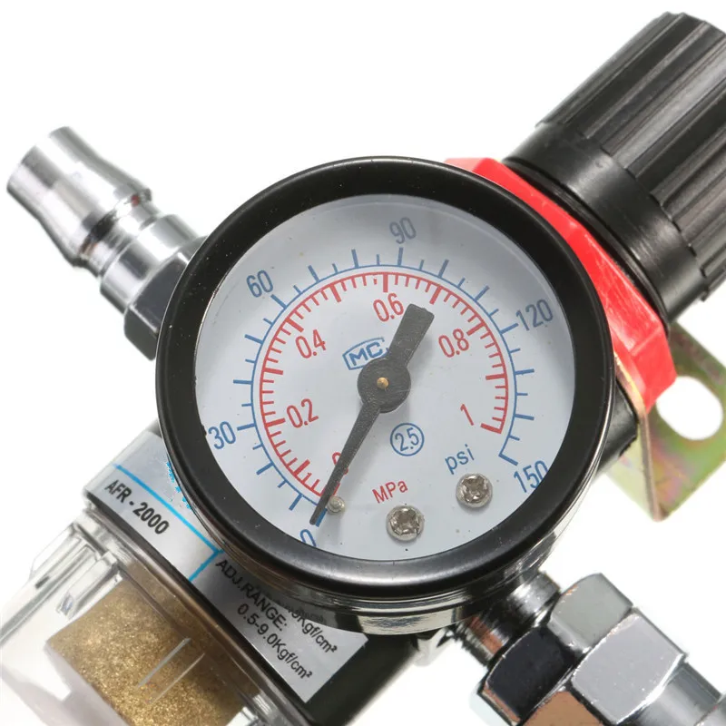 

1/4" 30-120PSI Air Compressor Filter 40 Micron Water Separator Trap Tools Kit With Regulator Gauge Light Weight Filter Particles