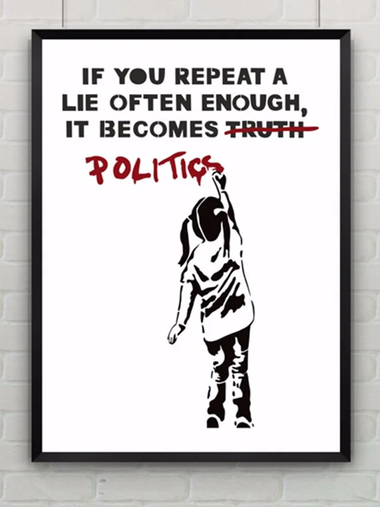 

Pictures Wall Art Painting Lies by Banksy Graffiti Canvas HD Prints Home Decoration Modular Posters for Living Room Framework