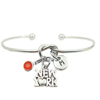 new york creative initial letter monogram birthstone adjustable bracelet fashion jewelry women gift pendant