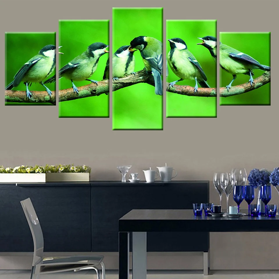 

Алмазная вышивка 5d «6 Милых птиц на дереве», 5 панелей, картина «сделай сам», вышивка крестиком, квадратная Круглая Мозаика