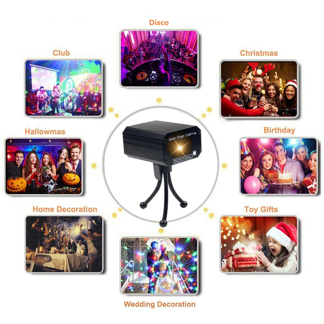 

New LED Laser Projector Disco Light Mini Auto Flash RG Sound Activated Laser Lamp Remote DJ Party Soundlights Xmas Stage Light