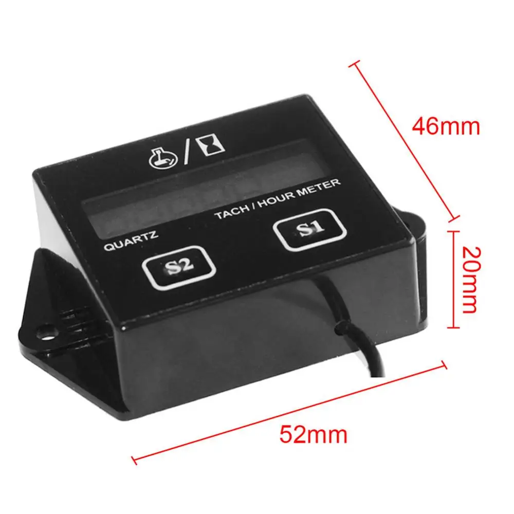 

Motorcycle ATV Digital Engine Hour Meter Inductive Display Tachometer Gauge