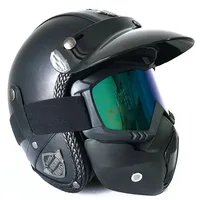 Open Face 3/4 PU Leather helmet Cool personalized vintage retro motorcycle Moto Bike Motocross Helmets With For Men Women