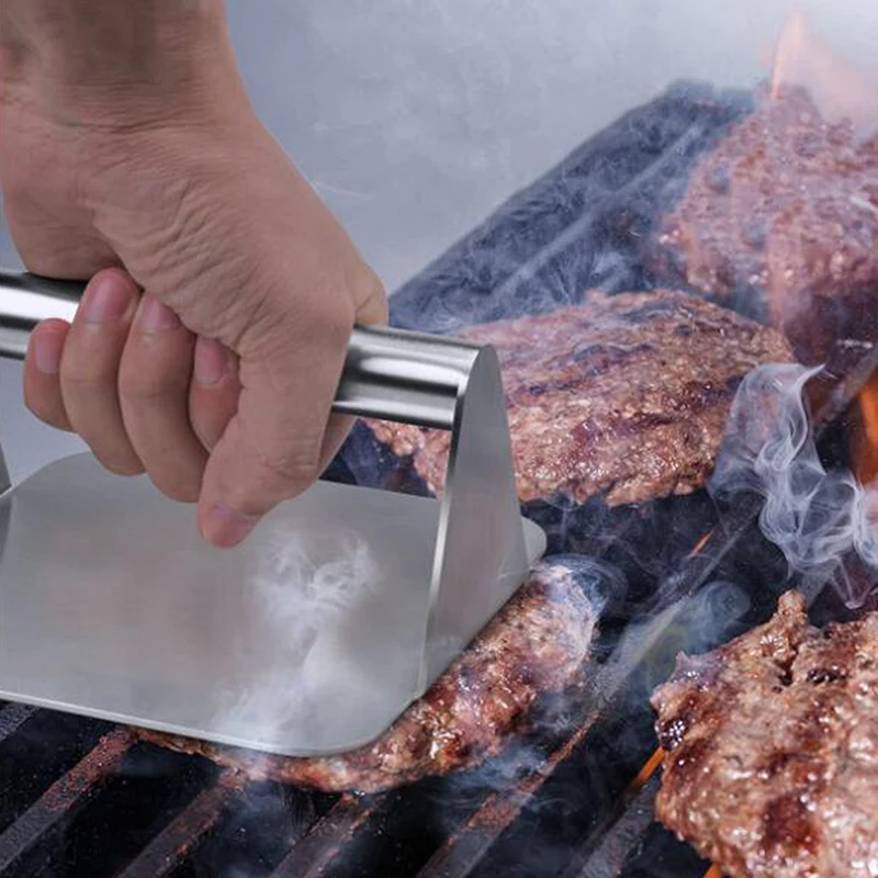 

Silver Square Meat Press Manual Press Hamburger Meat Beef Grill Burger Press Stainless Steel Kitchen Food Mold Press Molds