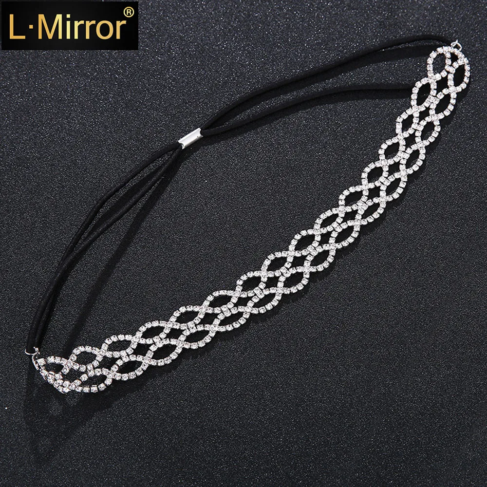 

L.Mirror 1Pcs Women Headband Headpiece Crystals Rhinestones Hair Accessories with Rubber Band
