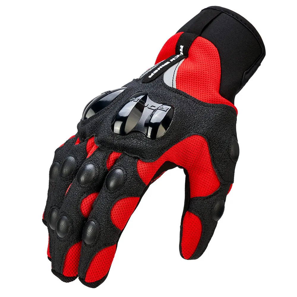 Red 1 Мотоциклетные перчатки летние защитные Guantes Moto Invierno перчатки для мотокросса с сенсорным экраном мужские и женские дышащие Guanti Moto - Цвет: Red 1