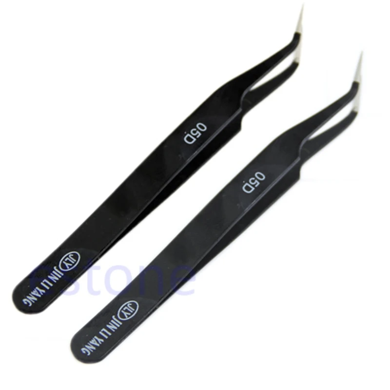

Black Curved Tips Antimagnetic Antistatic Tweezer Forceps Nipper New