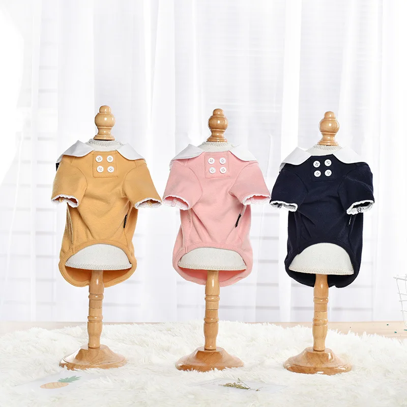

Dog Clothes Small Dog Navy Pure Cotton Fleece Pet Two-leg Clothes