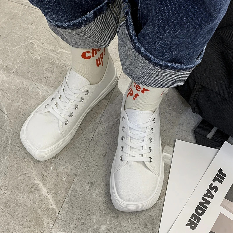 

Spring fashion breathable vulcanized shoes women's canvas platform shoes women's lace-up casual flats