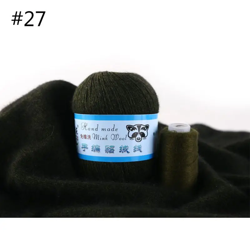 27 50g Soft Mink Wool Yarn Hand-knitted Luxury Cashmere Crochet Knitted Crochet Knitting Scarf M0XD - Color: 27