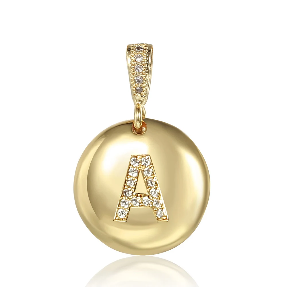 Женские и женские золотые первичные 26 букв CZ верхние Подвески качественные