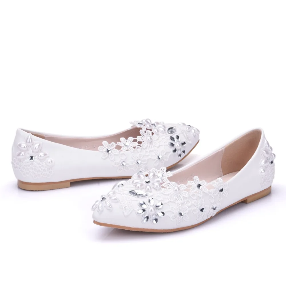 

Summer women sandals slippers white flat bottom rhinestone bride bridesmaid large size shoes dress single shoes women