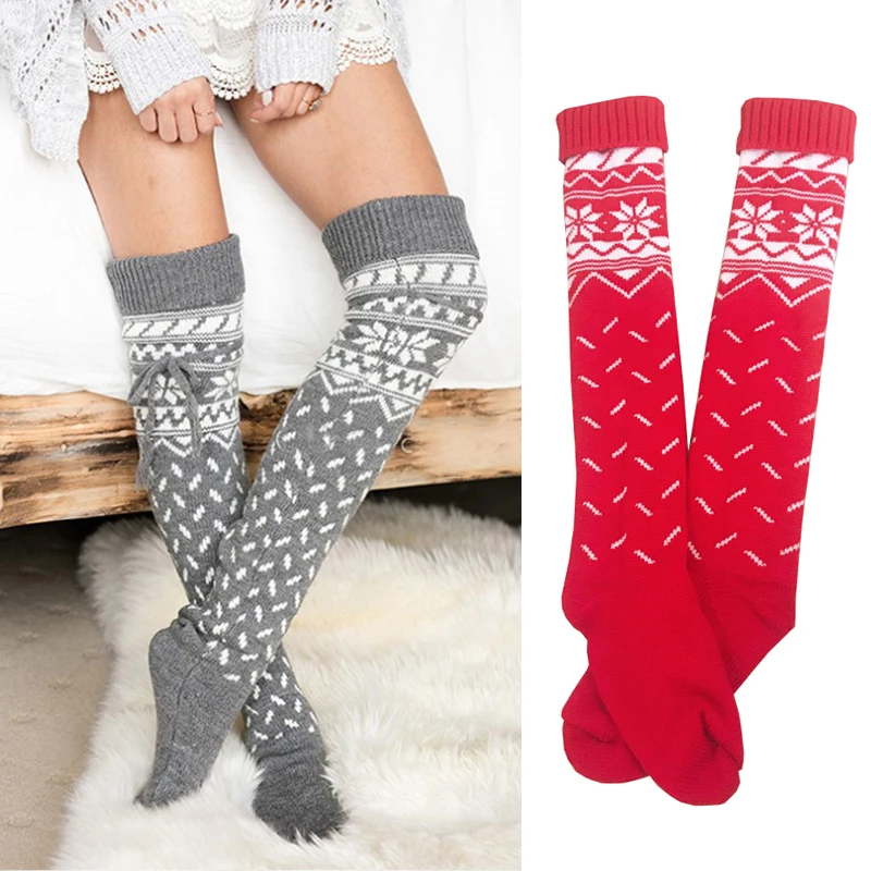 

Women's Thickened Floor Socks Cartoon Cute Colorful Long Stockings Christmas Style Over the Knee Floor Socks For Women