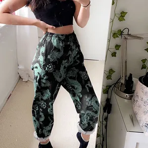 Женские брюки с принтом китайского дракона, универсальные дышащие свободные повседневные брюки, женские длинные брюки, модная уличная одежда, шаровары, #47, 2020