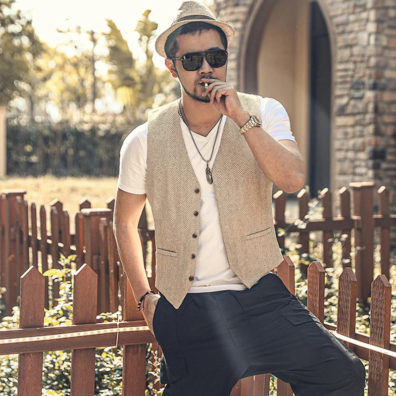

Men's Club spring dress new herringbone twill cloth men's slim waistcoat men's hidden buckle vest m6005