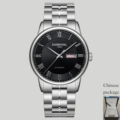 Silver black C8064 C Швейцарские карнавальные механические часы, мужские роскошные брендовые автоматические часы MIYOTA, сапфировые водонепроницаемые часы, полностью стальные часы relogio - Цвет: Silver black C8064 C