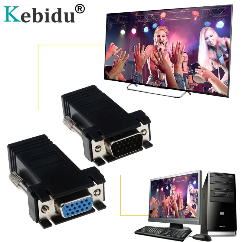 Удлинитель Kebidu RJ45 в VGA штекер к локальной сети CAT5e CAT6 сетевой Ethernet Кабель адаптер