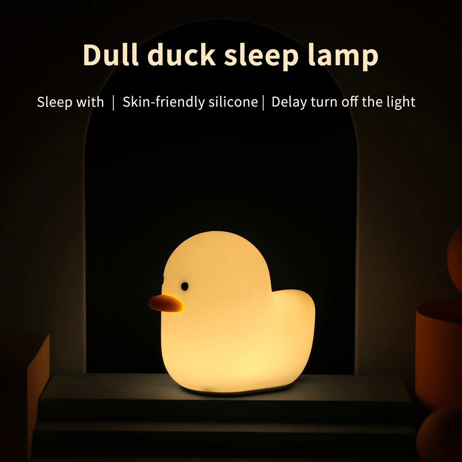 Luz de noche de silicona con pato para niños, lámpara de mesita...