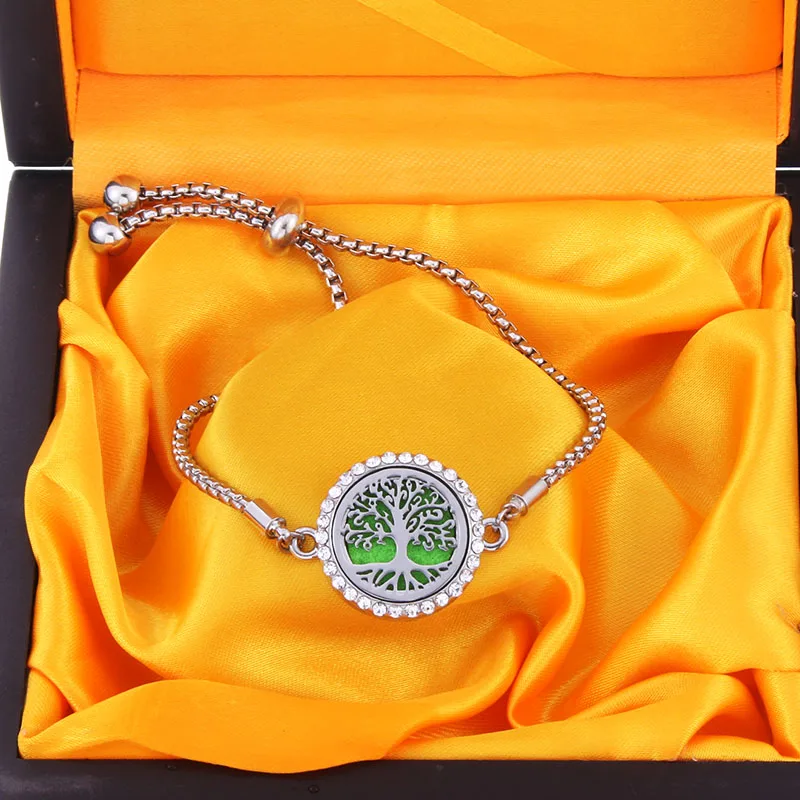 Женский браслет из нержавеющей стали с кристаллами и диффузором эфирного