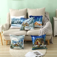 puremind marry christmas cushion cover realistic style santa claus decoration home decor sofa pillow case happy new year tpr217
