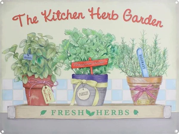 

The Kitchen Herb Garden Retro tin sign nostalgic ornament metal poster garage art deco bar cafe shop