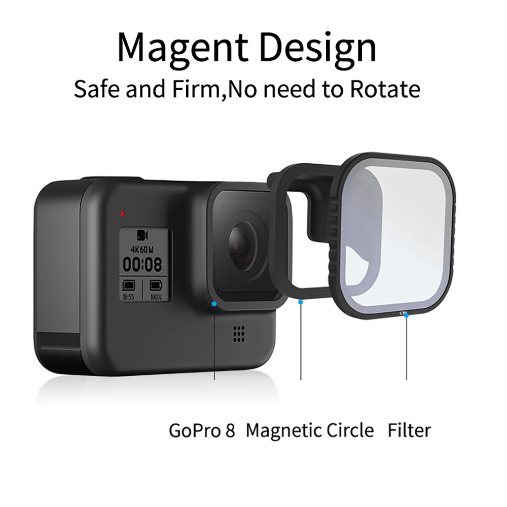 Комплект магнитных фильтров TElESIN CPL ND 8/16/32 для gopro 8 hero8 поляризационный фильтр ND8 ND16