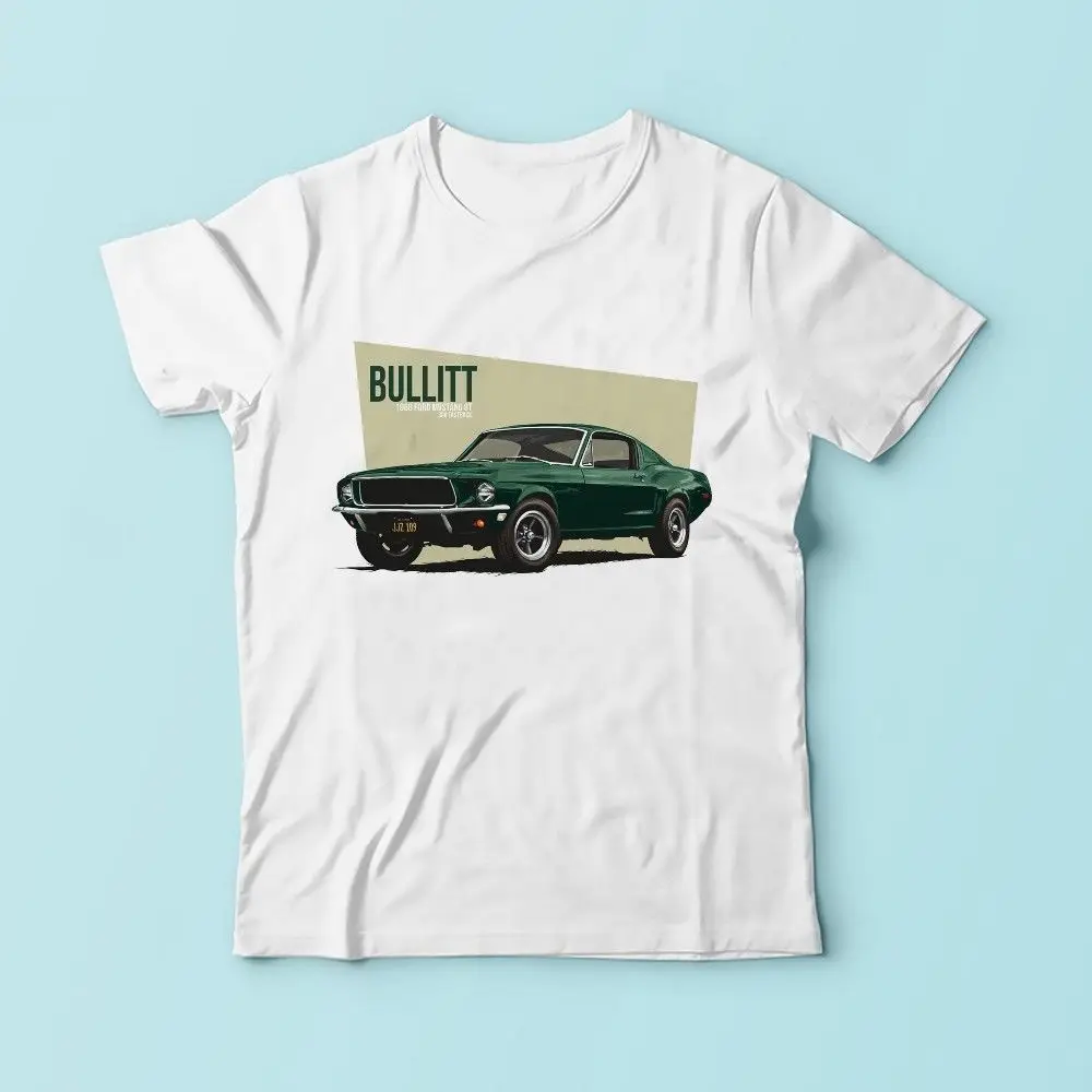 

2020 Fashion Summer T Shirt Classic American car fans Mustang Bullitt T-Shirt Vintage Mustang Classic Car Tee Shirt