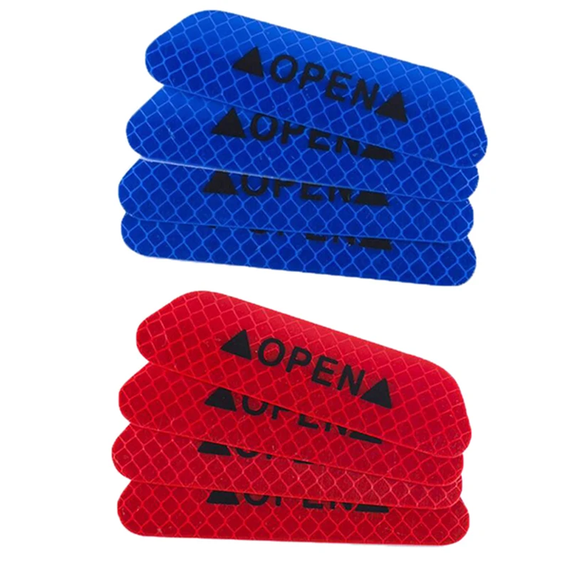 

4Pcs Fluorescent Car OPEN Reflective Strips Waterproof Warning Stickers Night Driving Safety Lighting Luminous Tapes