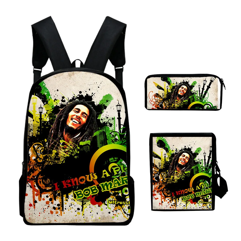 

Fashion Bob Marley 3pcs/Set Backpack 3D Print School Students Schoolbag Women Men Oxford Waterproof Travel Laptop Backpack