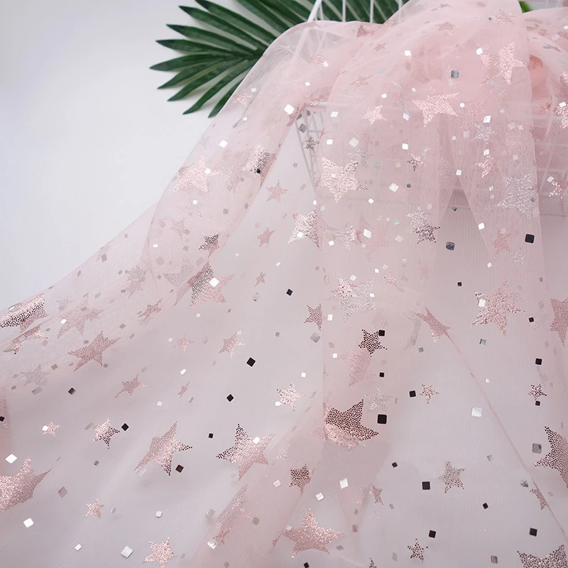 160 см ширина мягкая персиковая звезда квадратные блестки сетчатая ткань для