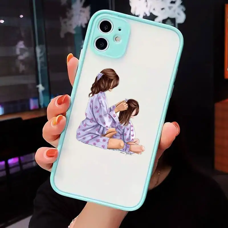 

Mom and baby-1 Phone Case Clear Funda matte transparent For blue iPhone 7 8 x xs xr 11 12 pro plus max mini