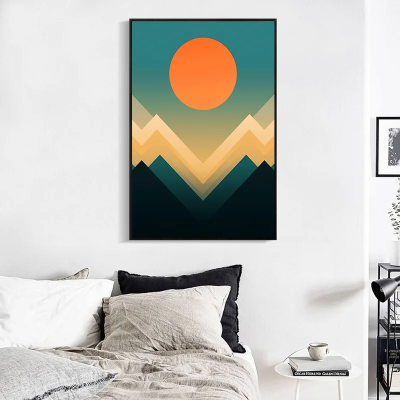 Абстрактная Настенная картина Sunrise Mountain для домашнего декора в скандинавском