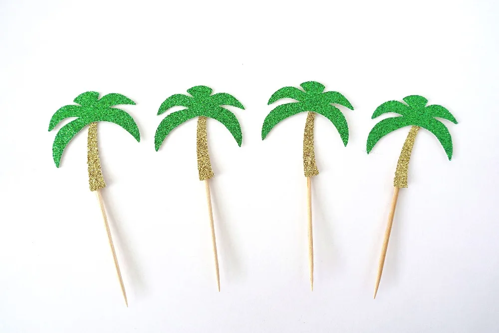 Топперы для капкейков с пальмами набор из 12 тропическая вечеринка|Товары