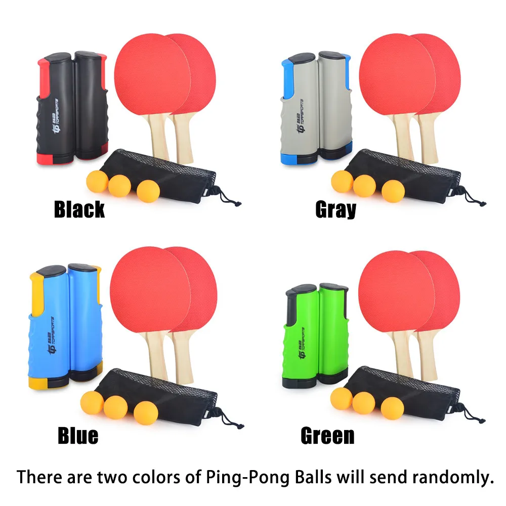 

Portable Table Tennis Net and Post Sets with Extendable Mini Posts Bats Balls Ping Pong Paddle Set Training Accessories