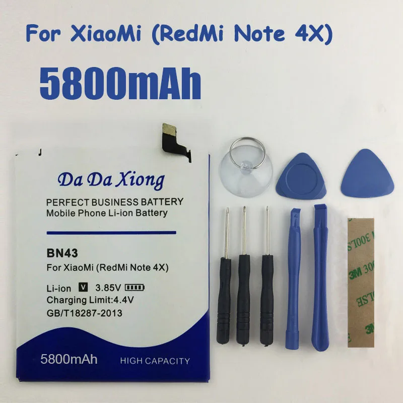 Аккумулятор BN43 5800 мач для Xiaomi Redmi Note 4X 4X5 5 дюйма сменный аккумулятор + инструменты