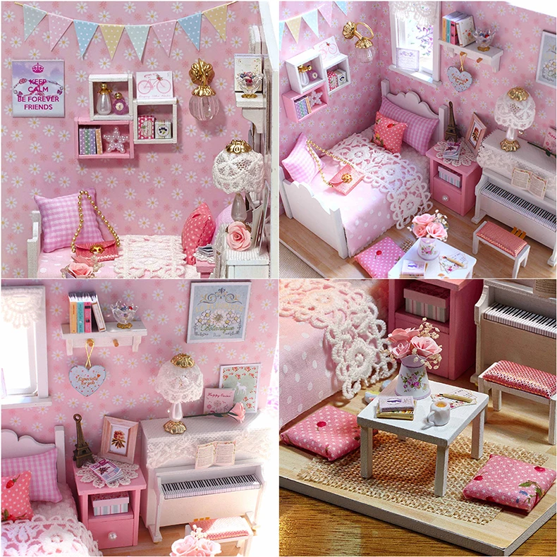 Кукольный дом мебель Diy Миниатюрный 3D Деревянный Miniaturas кукольный домик игрушки для детей подарки на день рождения Каса дневник котенка куклы