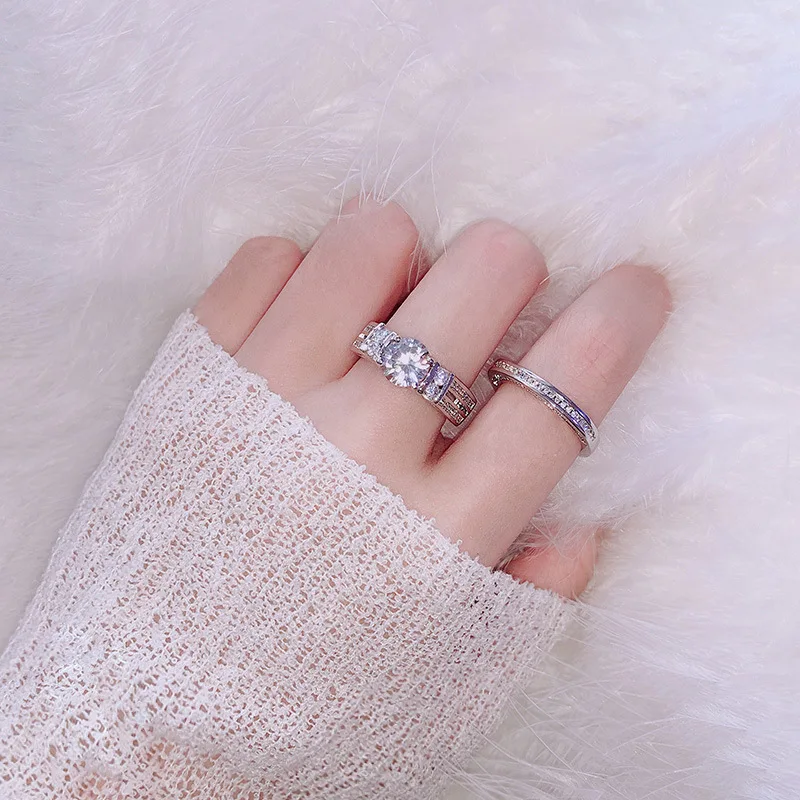 Набор колец с бриллиантами из серебра 925 пробы белым топазом|Кольца| |