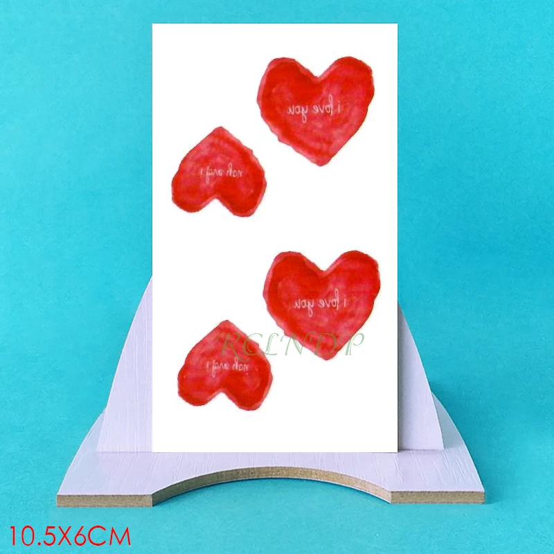 Водостойкие временные тату наклейки Красное сердце любовь геометрические узоры