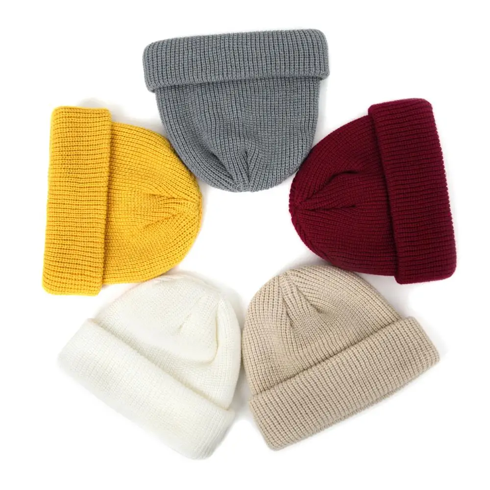 Женская зимняя теплая шапка бини повседневная короткая в стиле хип хоп для