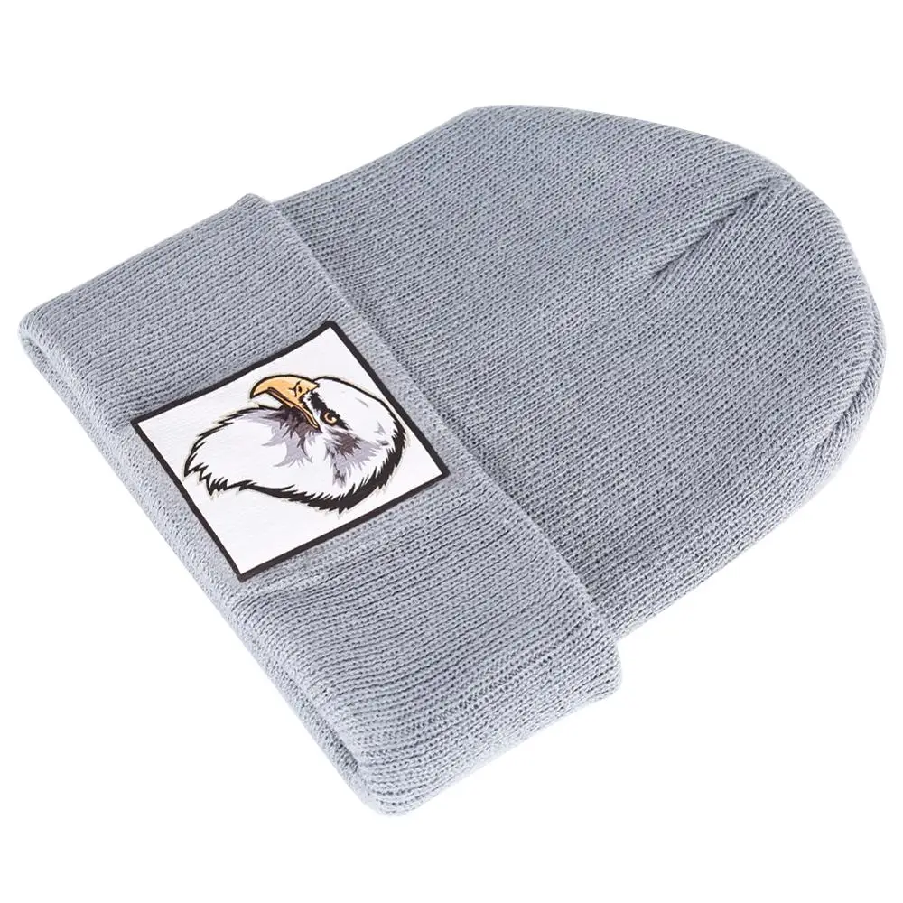 Лысый орлы принт ребристый трикотажный головной убор шапки бини черный серый