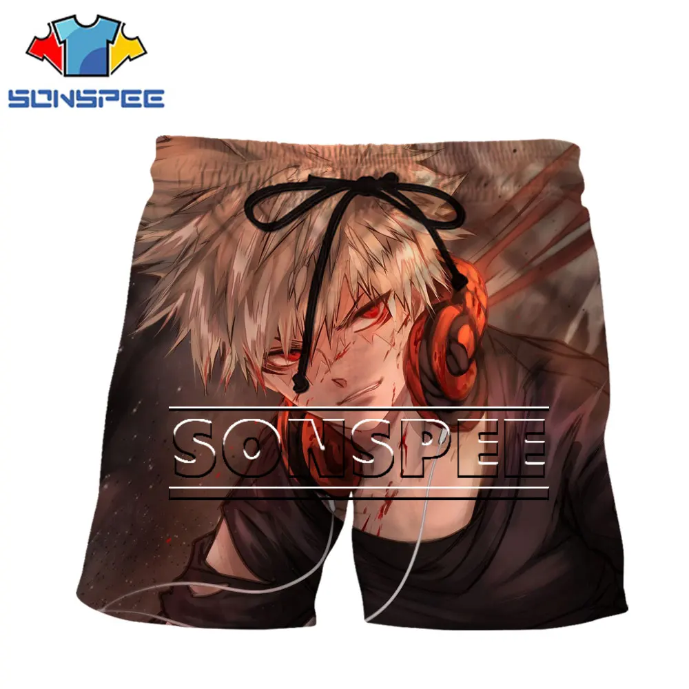 

SONSPEE 3D Print Oversize Men Shorts My Hero Academia Anime Cartoon Character Protagonist Summer Harajuku Fashion Lacing Shorts