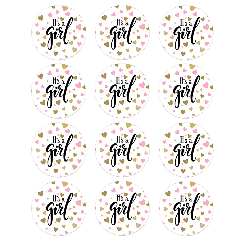 

4.5cm Lovely Gender ReveaL Waterproof Stickers Baby Shower Party Gift Self-adhesive Labels Stickers DIY Crafts Gift Decorations