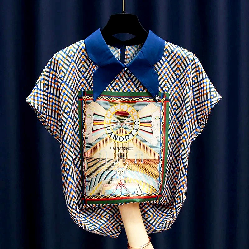 

Summer Women Blusas Y Camisas Chic Short Sleeve Chiffon Printed Shirt Women Blouse Fashion Turn Down Collar Women Tops LS018