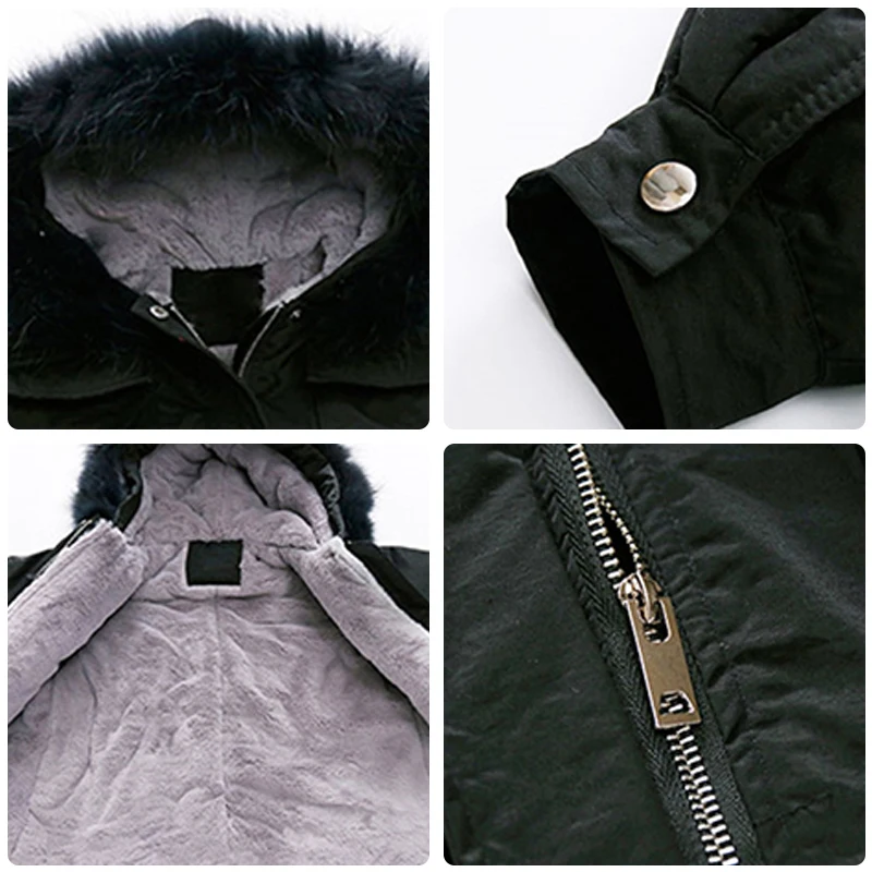 

HH Children's Winter Down Cotton Coat for Girls Fashion Warm Thicken Jacket for Girls Baby Kids Long Clothing Plus Fluff Parkas