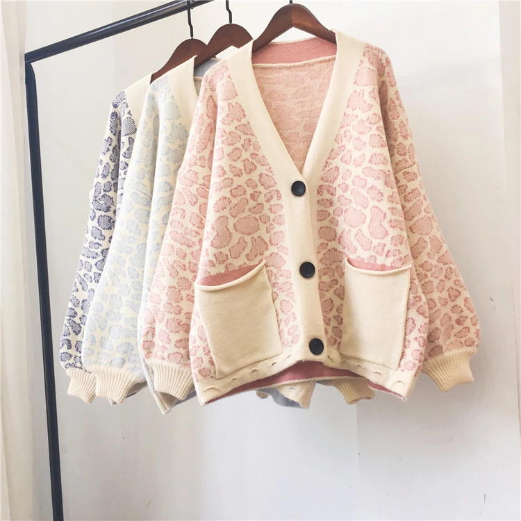 Женский вязаный свитер H.SA свободный однобортный Кардиган с рукавами-фонариками