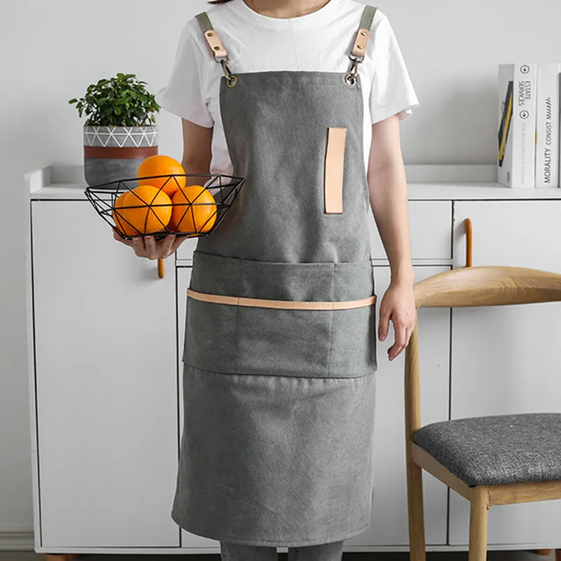 Длинный холщовый фартук для кафе бариста бистро ресторан официанты Кондитерская