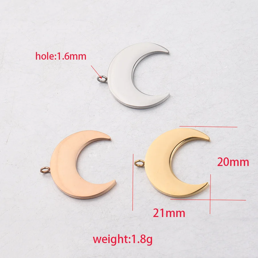 5 шт. подвески из нержавеющей стали с зеркальным полированным полумесяцем